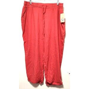 Women’s Sz XXL Coral Red Pull-On Pants Lightweight Resort Beach Casual